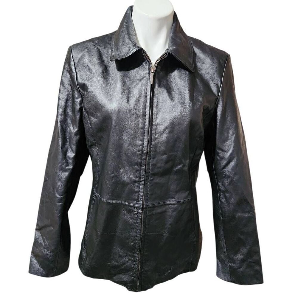 Worthington leather moto zip‎ front jacket black medium